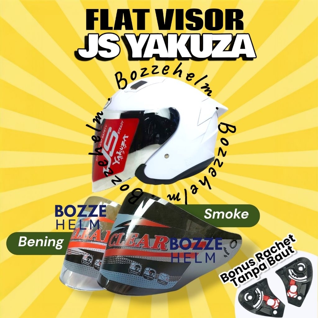 BOZZEHELM Kaca Helm JS YAKUZA Visor Flat Datar JS Yakuza