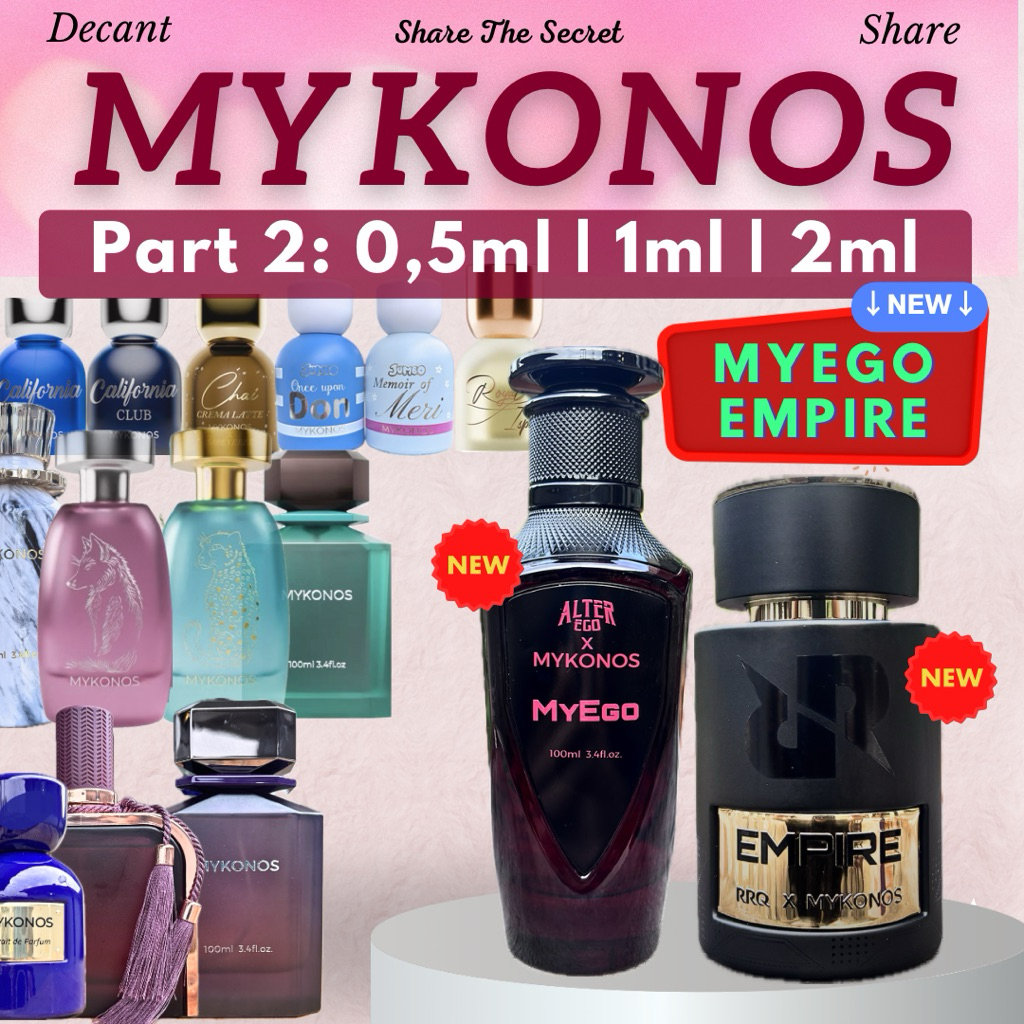 FREE GIFT! DECANT SHARE MYKONOS 0,5ml 1ml 2ml MyEgo Empire Mayfair Conquer Reflection Elixir Incepti