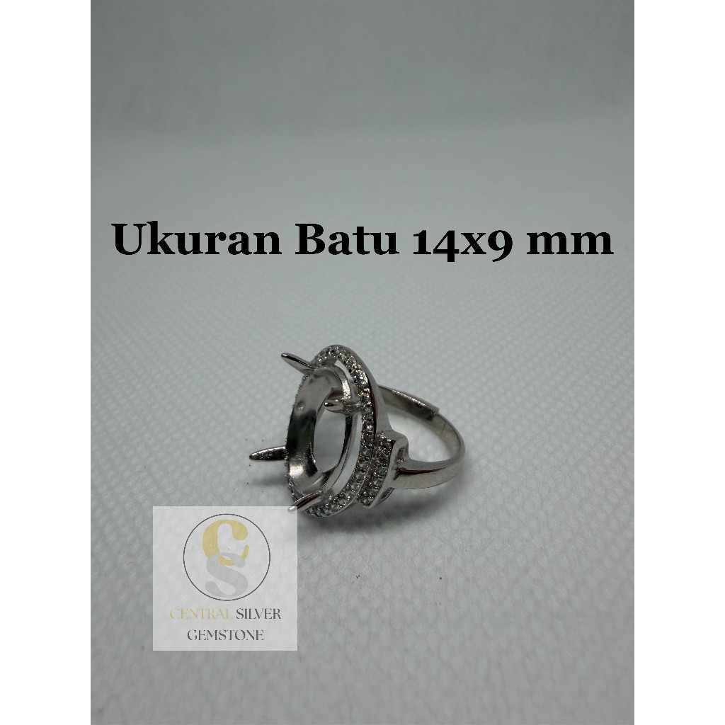 Emban Cincin Silver wanita untuk batu akik [Ukuran 14x9 mm]