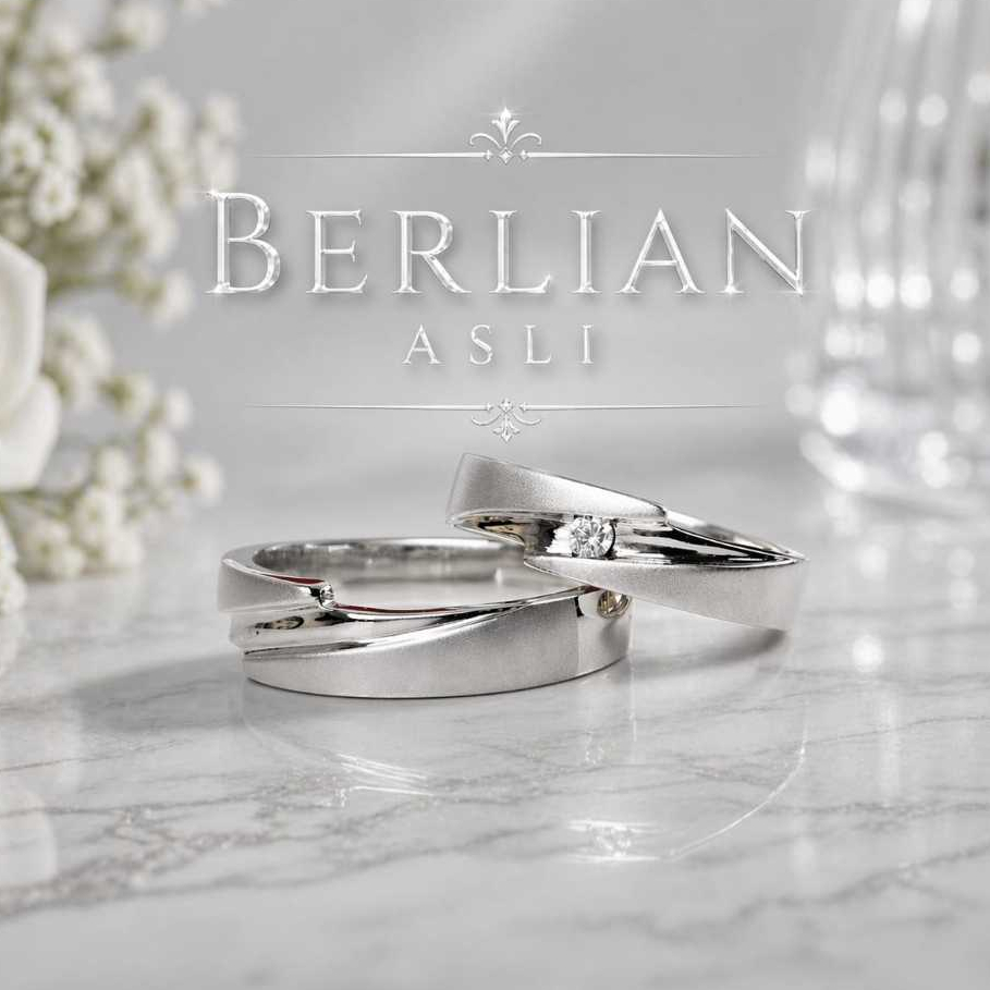 Tiga Permata - Cincin Nikah Couple Berlian Asli Bahan Emas Perak Palladium TP 12-059