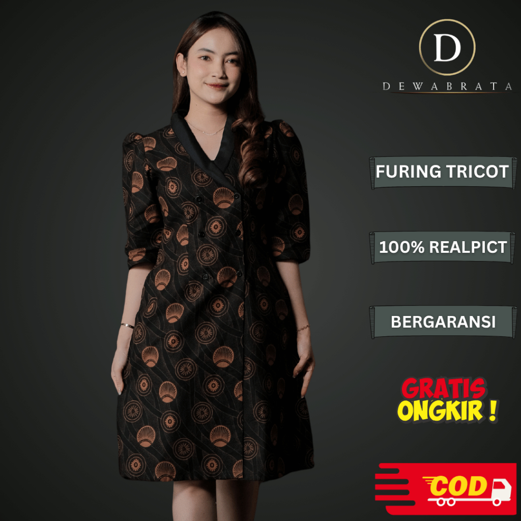 Dewabrata Batik Premium  NARAYANA Dress Batik Wanita Couple Modern Kekinian