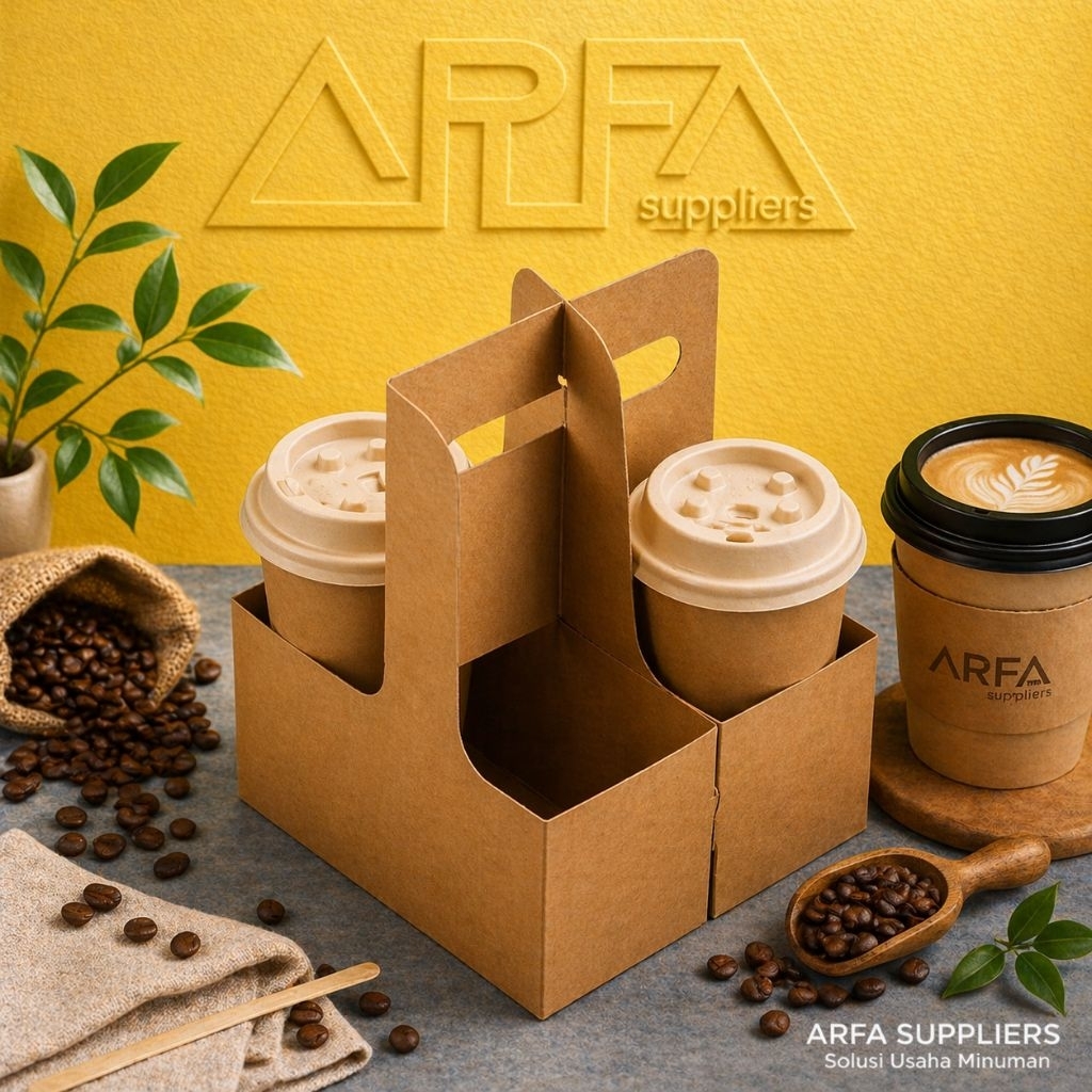 Brown Kraft Cup Holder isi 50