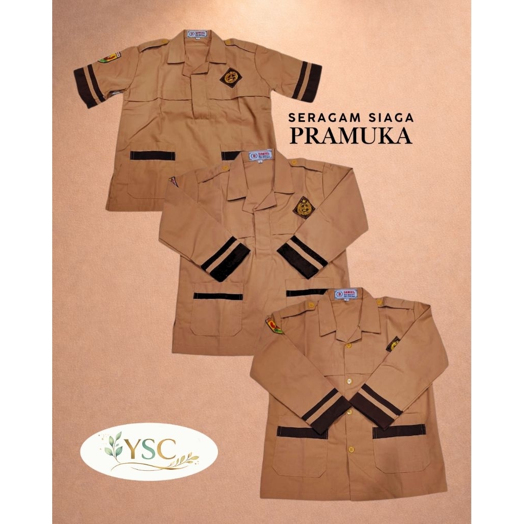 BAJU Pramuka SERAGAM SEKOLAH Merk Daniel Tangan Pendek | Tangan Panjang | Siaga SD SMP SMA Premium B