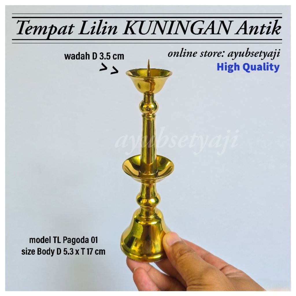 Tempat Lilin Altar Pagoda 01 Kuningan Brass antik Tempat Lilin Kuningan Candle Holder Kaki Dian alta