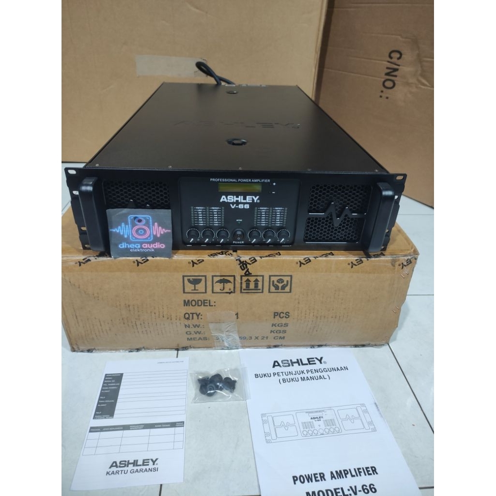 Power Amplifier ASHLEY V-66 LCD Class H 6 x 2000 watt Original garansi resmi Double Travo power Bada