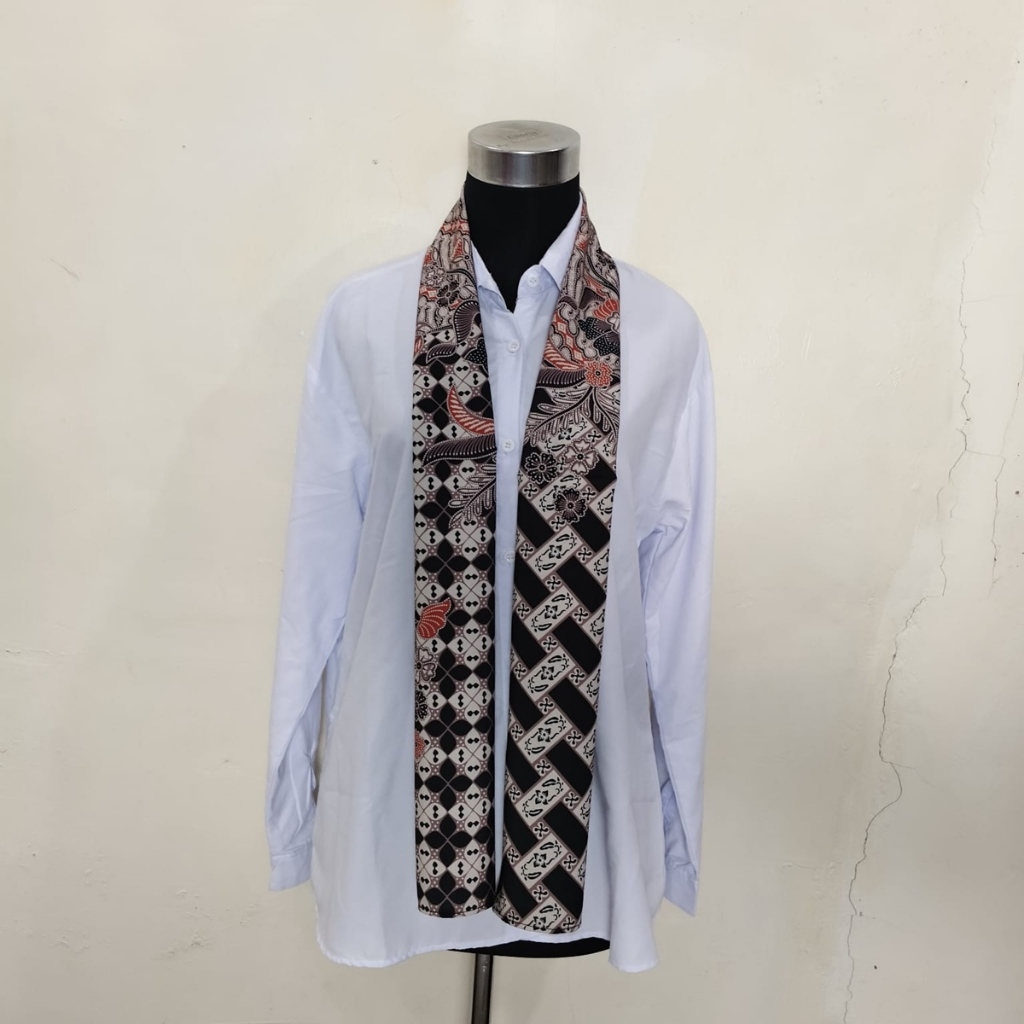Ellena Syal Batik Panjang Pria Wanita Hitam Coklat unisex Khas Indonesia S19