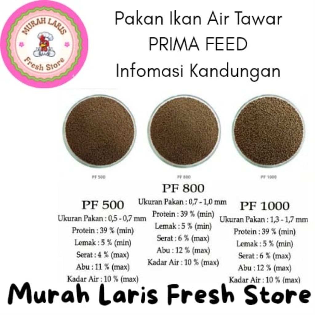 MAKANAN IKAN KARUNGAN/PAKAN IKAN PF 0/PAKAN IKAN PF100/PAKAN IKAN PF200/PAKAN IKAN PF500/PAKAN IKAN 