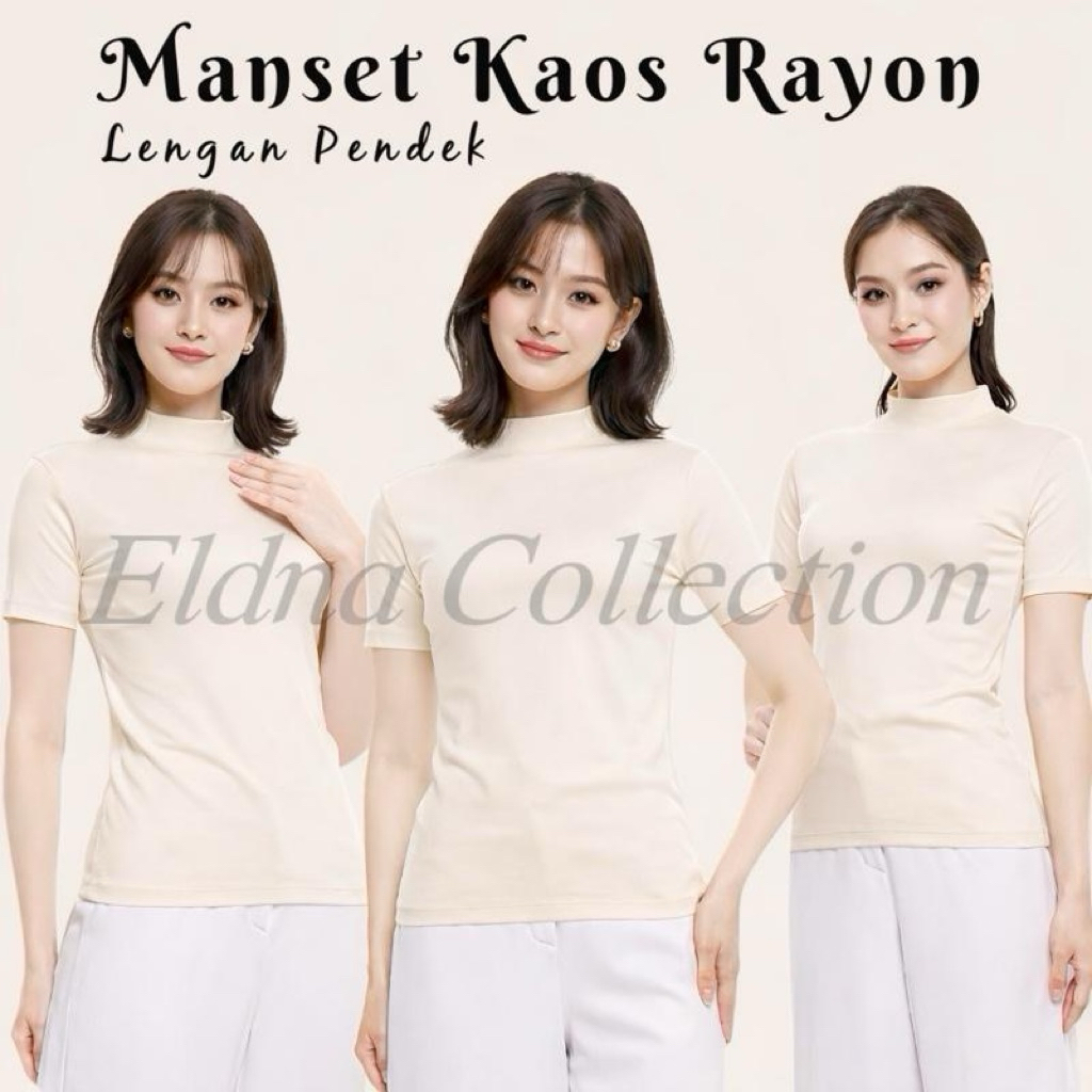 Manset Kaos Rayon Lengan Pendek/Manset Lengan Pendek Turtleneck/Manset pendek Adem dan Lembut