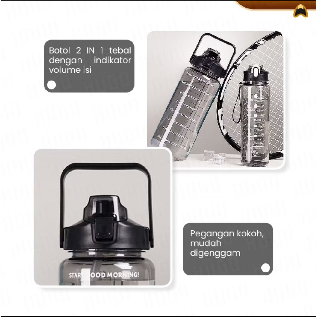 botol minum 2000ml warna hitam