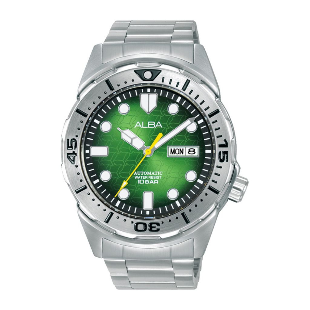 Jam Tangan pria ALBA Mechanical AL4443X1 al4443 Automatic Men Green Black Gradation Dial Original