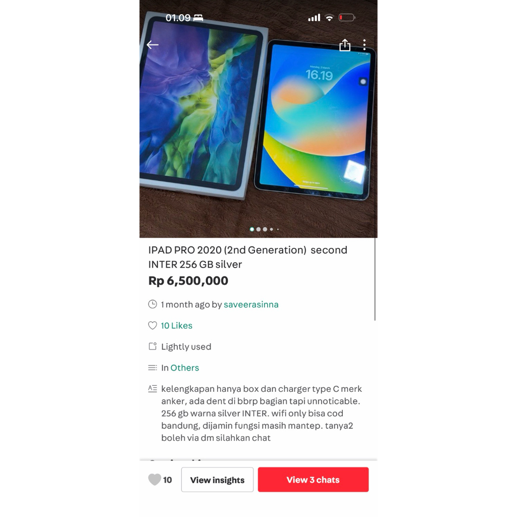 ipad pro 11 inch 2nd generation 2020 wifi only INTER req by carousell