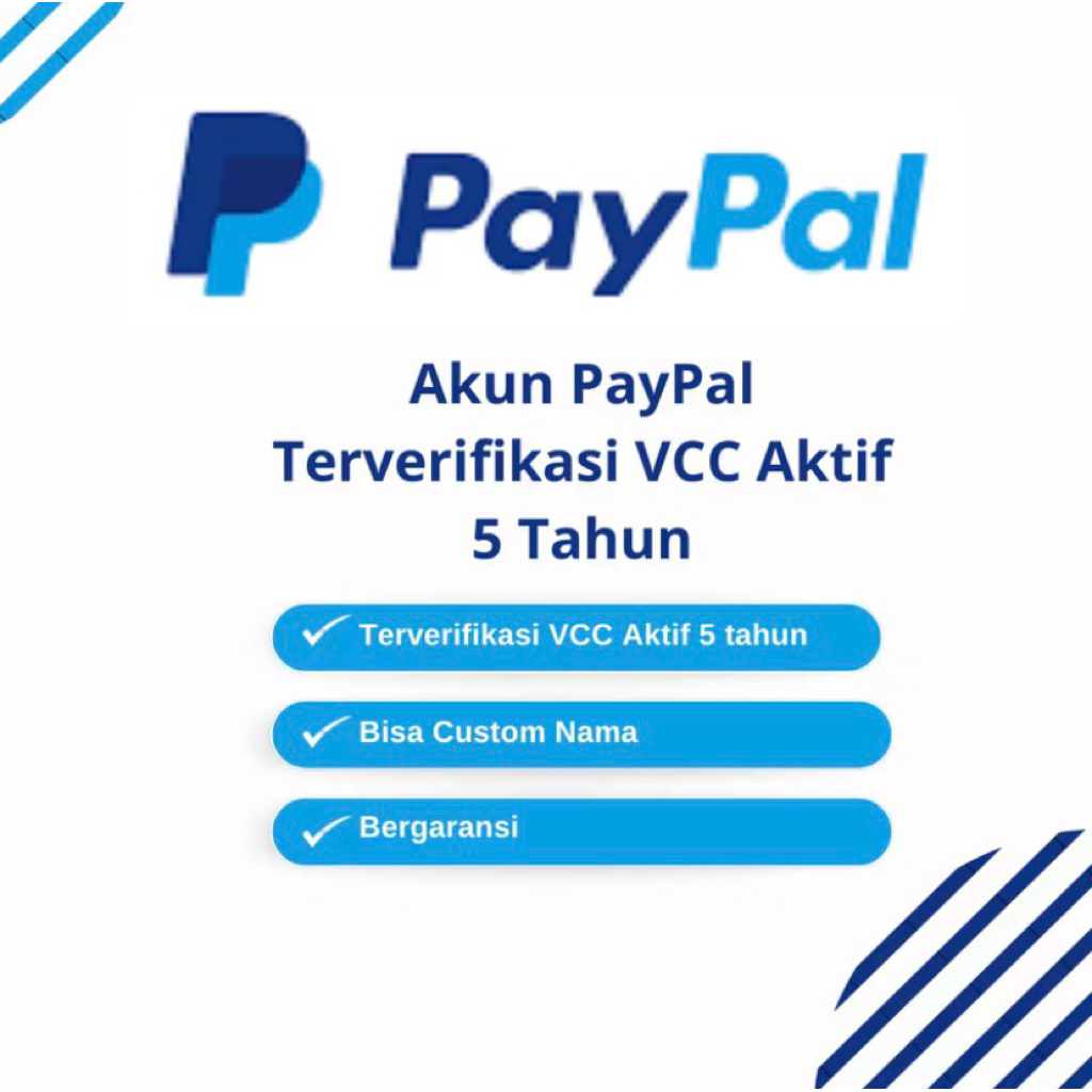 Akun Paypall Terverifikasi VCC Aktif 5 Tahun