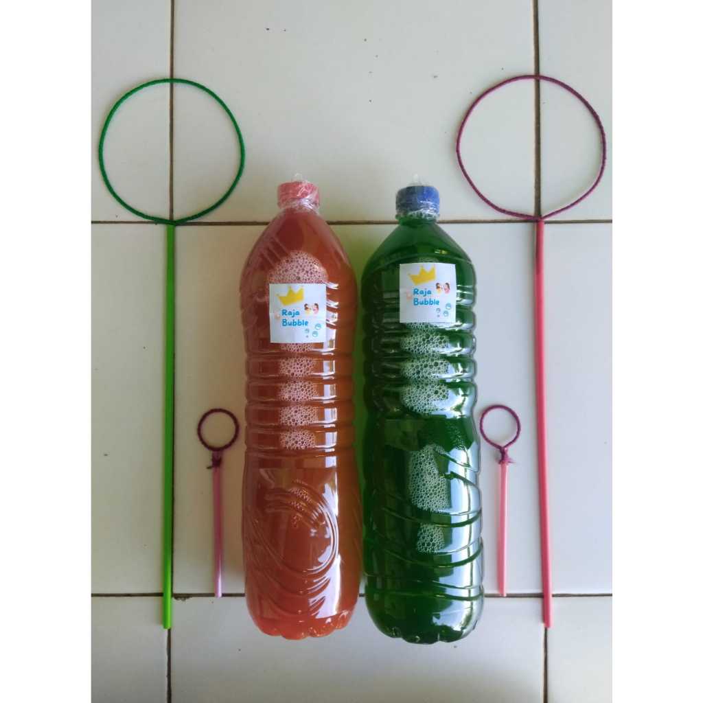 Gelembung Balon Sabun Botol isi 1,5 Liter Ekstrak Daun Bunga Sepatu + Stik Gagang Balon Besar & Stik