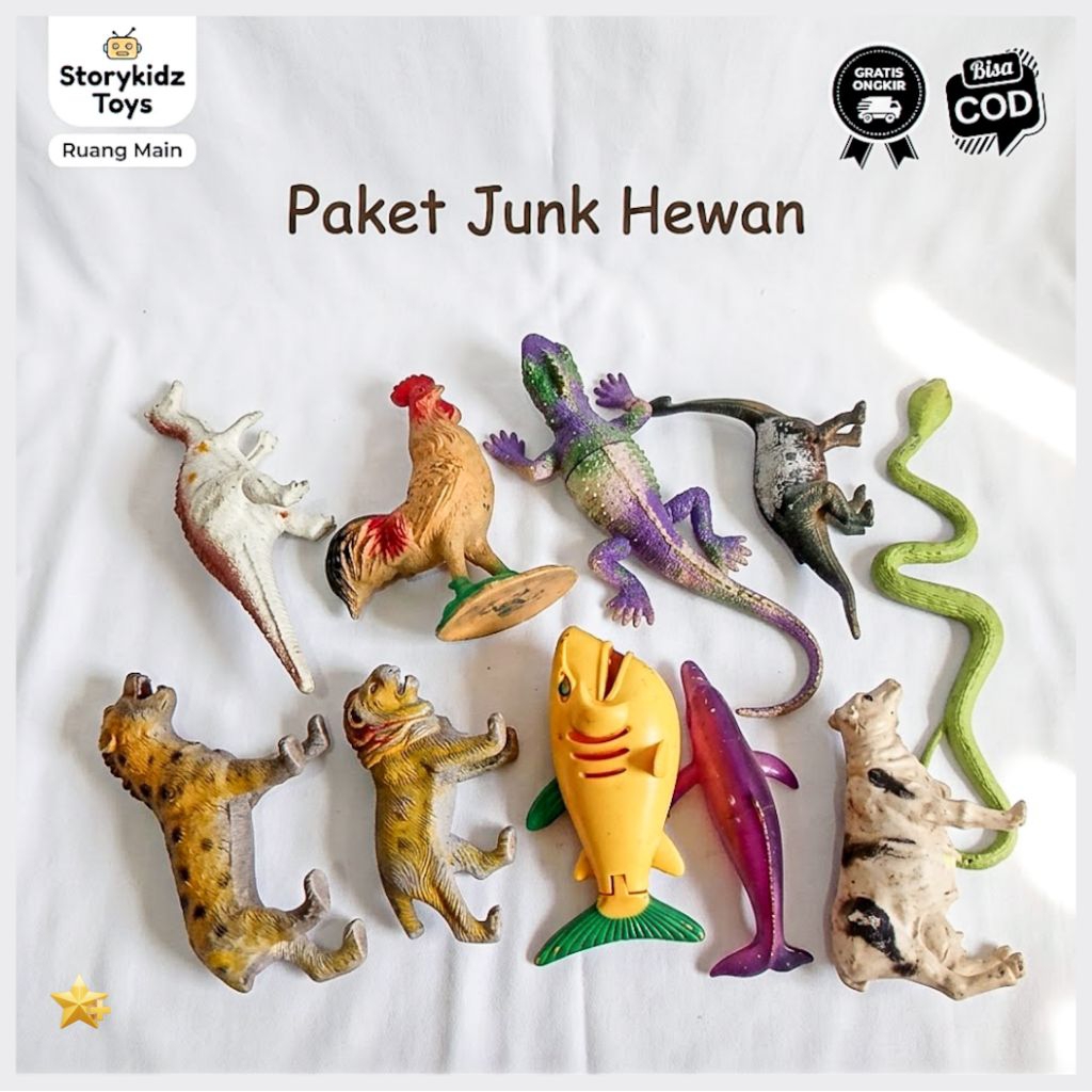 Paket Junk Mainan Hewan Campuran Kiloan Figure Binatang Serangga Ikan Ayam