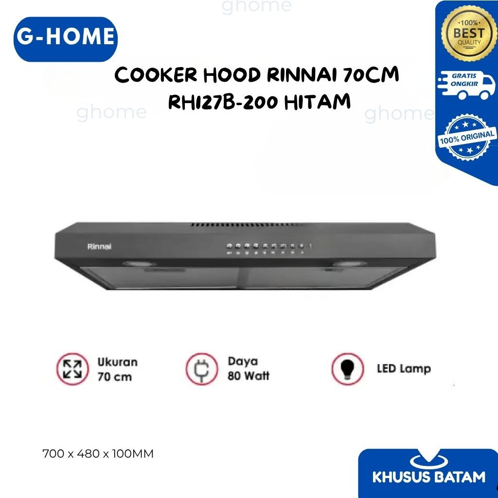 COOKER HOOD RINNAI 70CM RH127B-200 HITAM