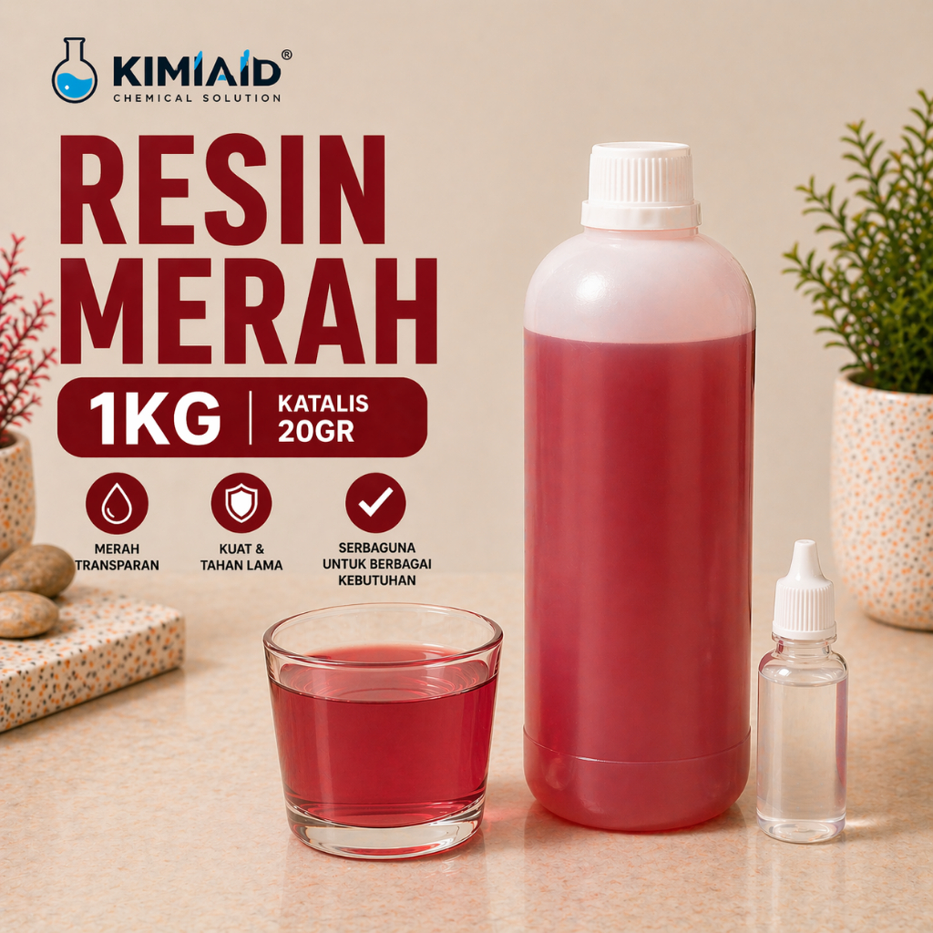 Resin Merah 1 Kg dan Katalis untuk Fiberglass Perahu Kapal
