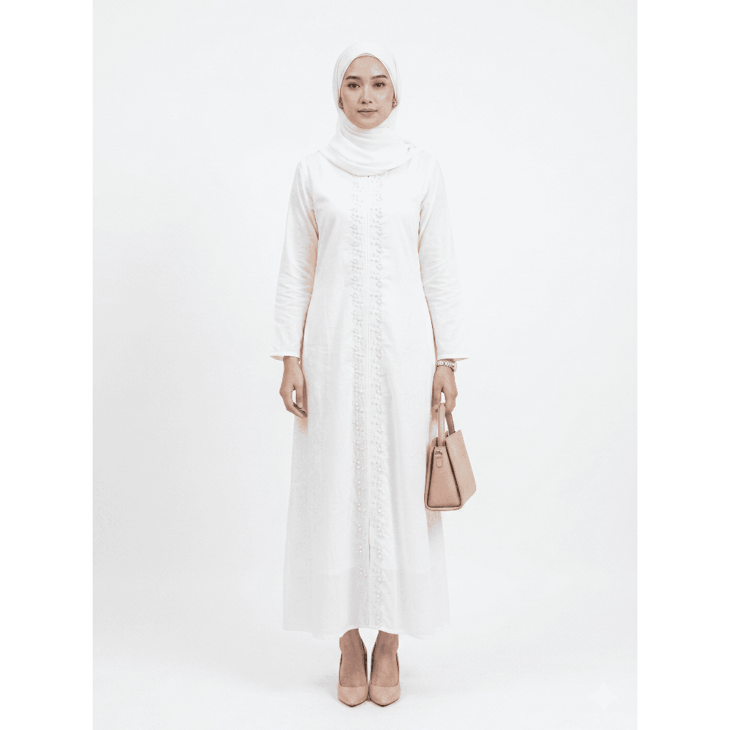 Eprise Gamis Lengan Panjang WHITE DE06C | Dress Muslim Wanita