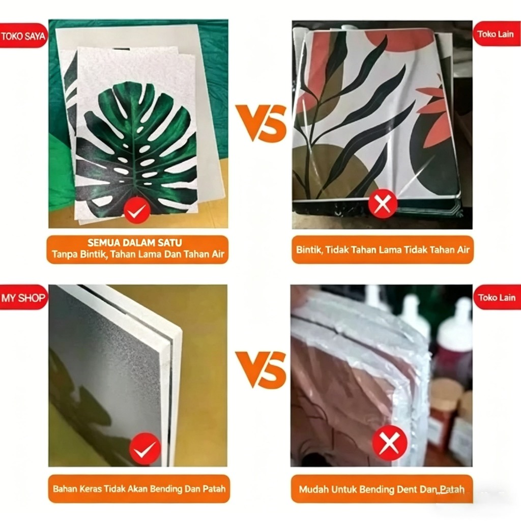 Hiasan Dinding Ruang Tamu Minimalis 40x60cm Lukisan Tanaman Hijau Elegan