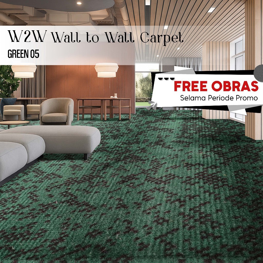 W2W L4 Carpet Width 4m SKY RUG Karpet Meteran 3m x 4M (L 4M) Karpet Gedung, Karpet Kantor - GREEN 05