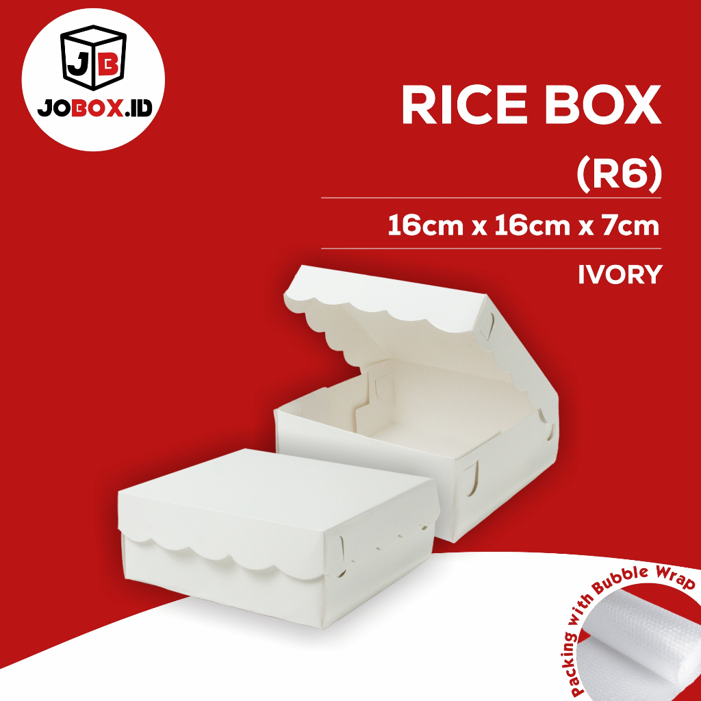 Dus Nasi Kotak Nasi R6 16 x 16 Bahan Ivory Food grade / Kardus Makanan / Box Nasi Kotak / Box Nasi /