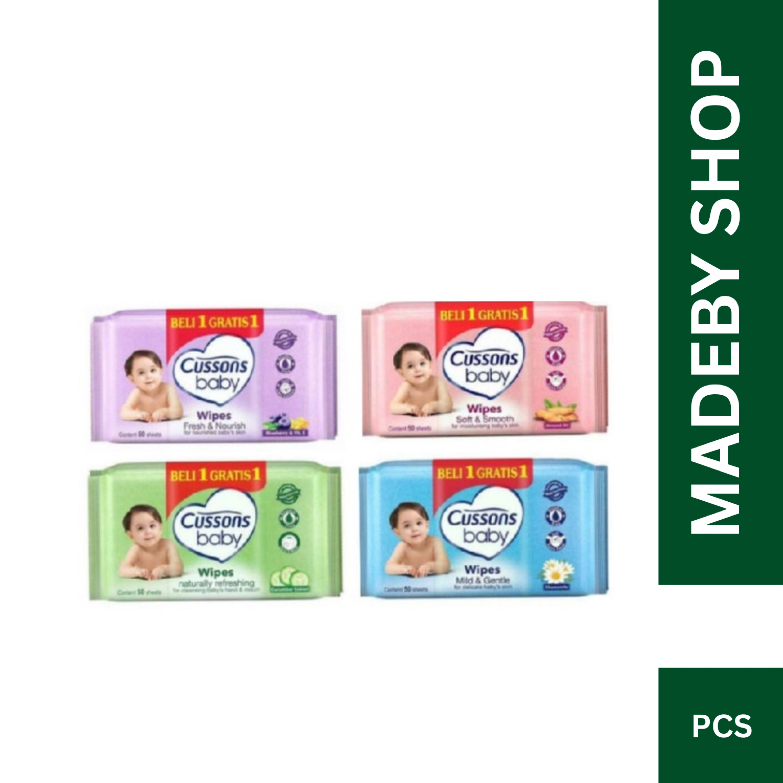 Cusson Baby Wipes Tissue Basah Bayi ( Beli 1 Paket 50 Sheet Gratis 50 Sheet )