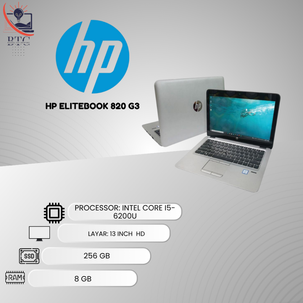 HP EliteBook 820 G3 Core i5-6200U Laptop Bisnis Ringkas & Tangguh untuk Kerja Kantor, Kuliah & Mobil