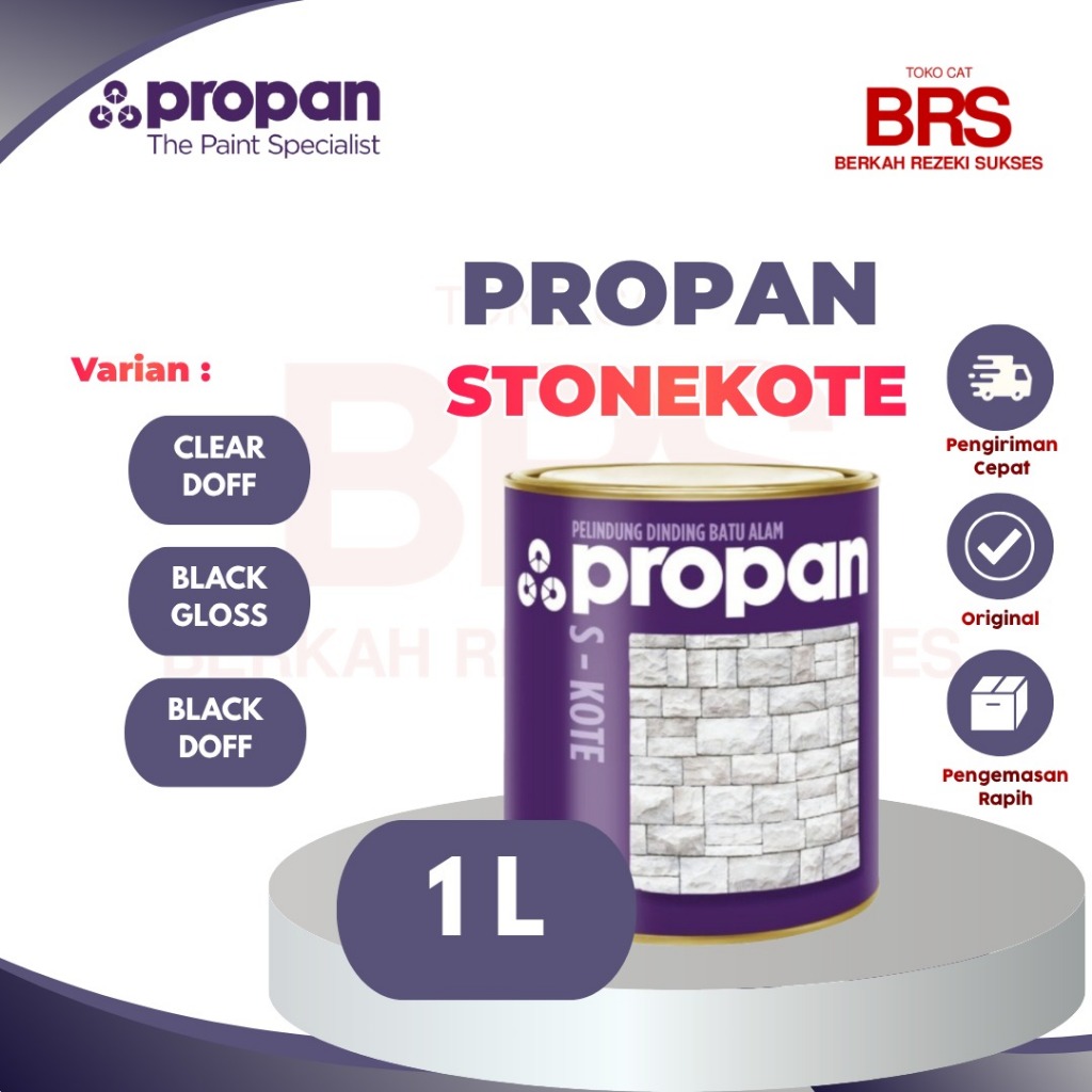 Propan Stonekote 1 Kg - Cat Pelapis Batu Alam (Black / Clear Doff)