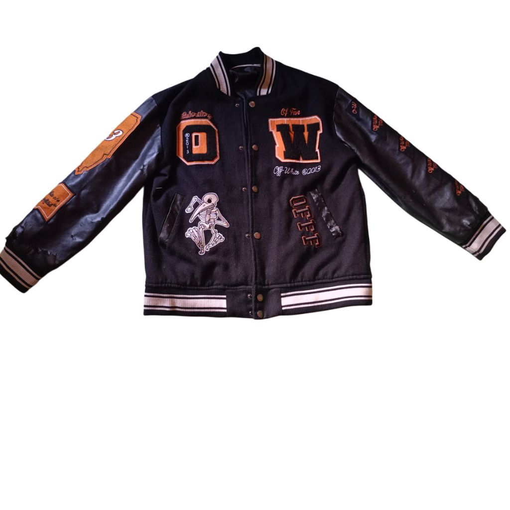 Off-White Leather Varsity Jacket 