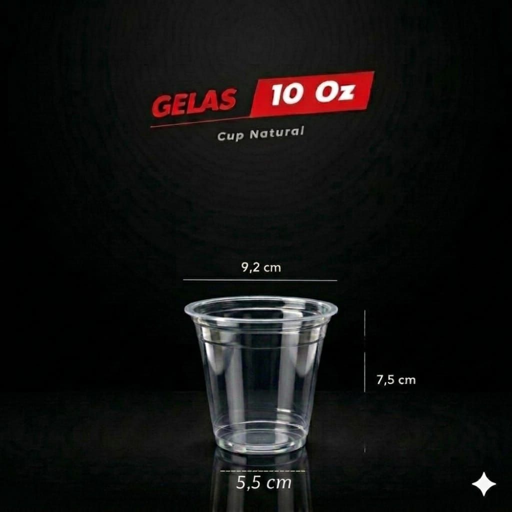 Hok Cup 10 Oz  Gelas Plastik Natural HOK - Gelas Plastik - Cup Plastik Datar