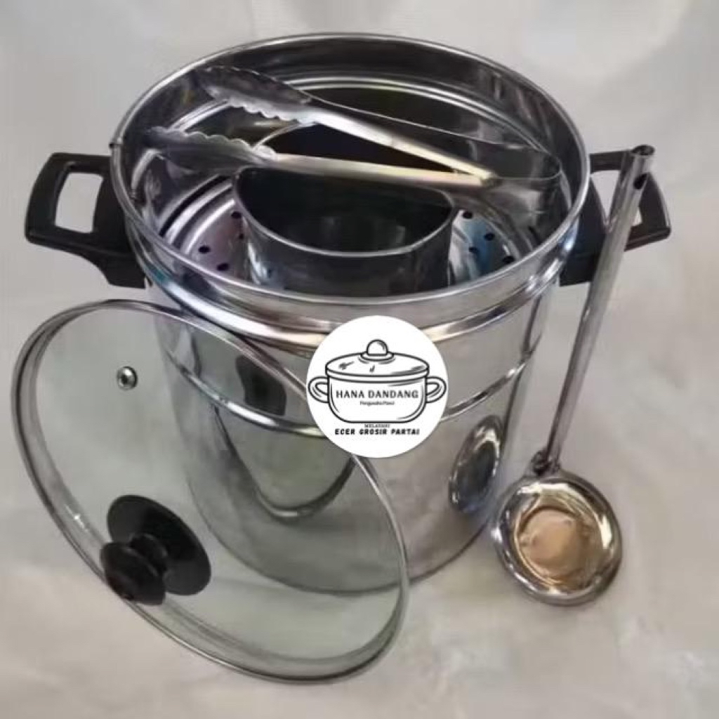 Dandang Bakso Mini Tutup Kaca Stainless Steel