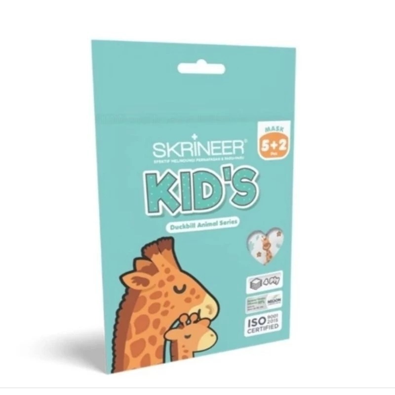 Masker Skrineer Duckbill Kids Animal Series / Masker Duckbill Anak Sachet 5+2 Pcs