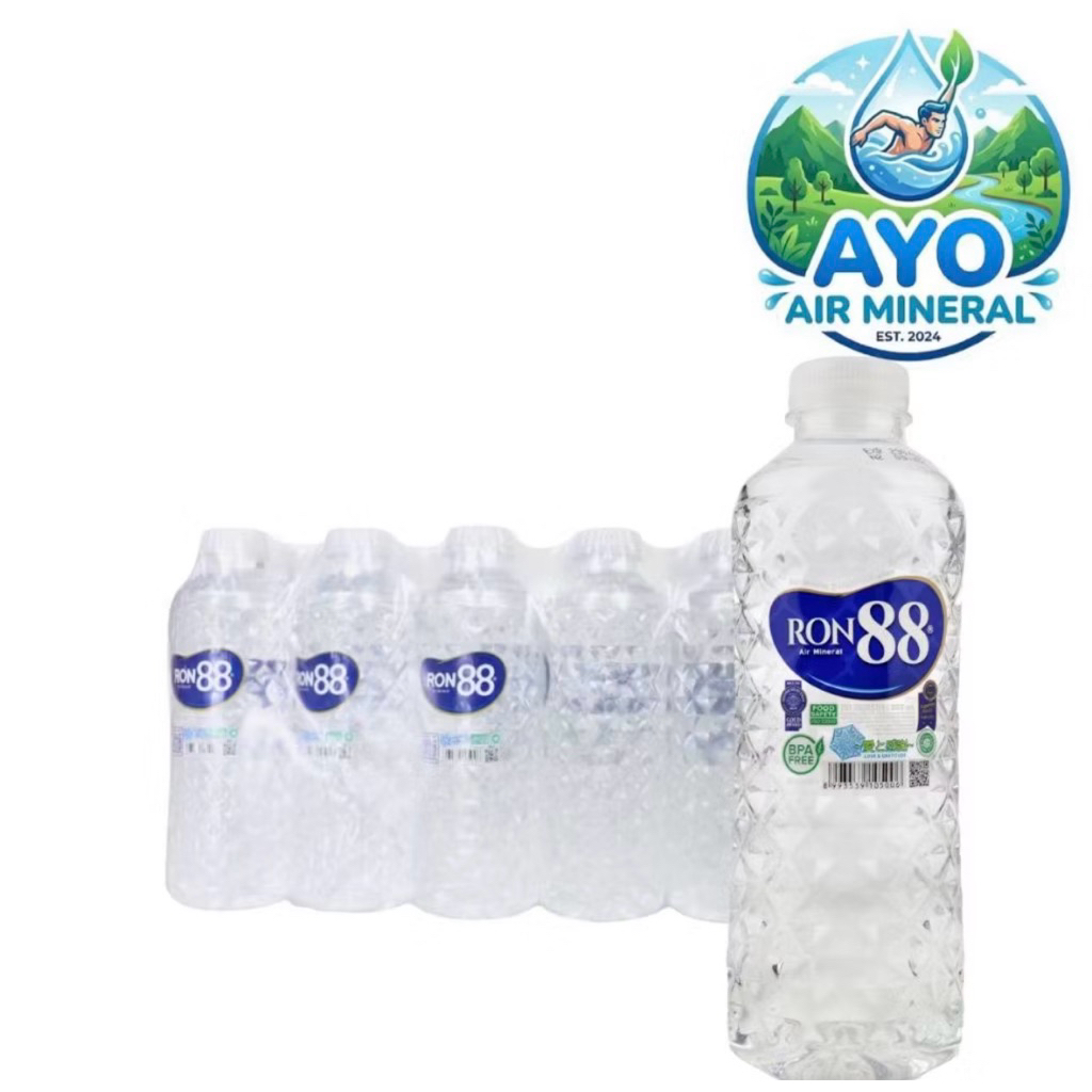 RON88 Alkaline Mineral Water 380ml PET [ Dus isi 24 Botol Plastik ]