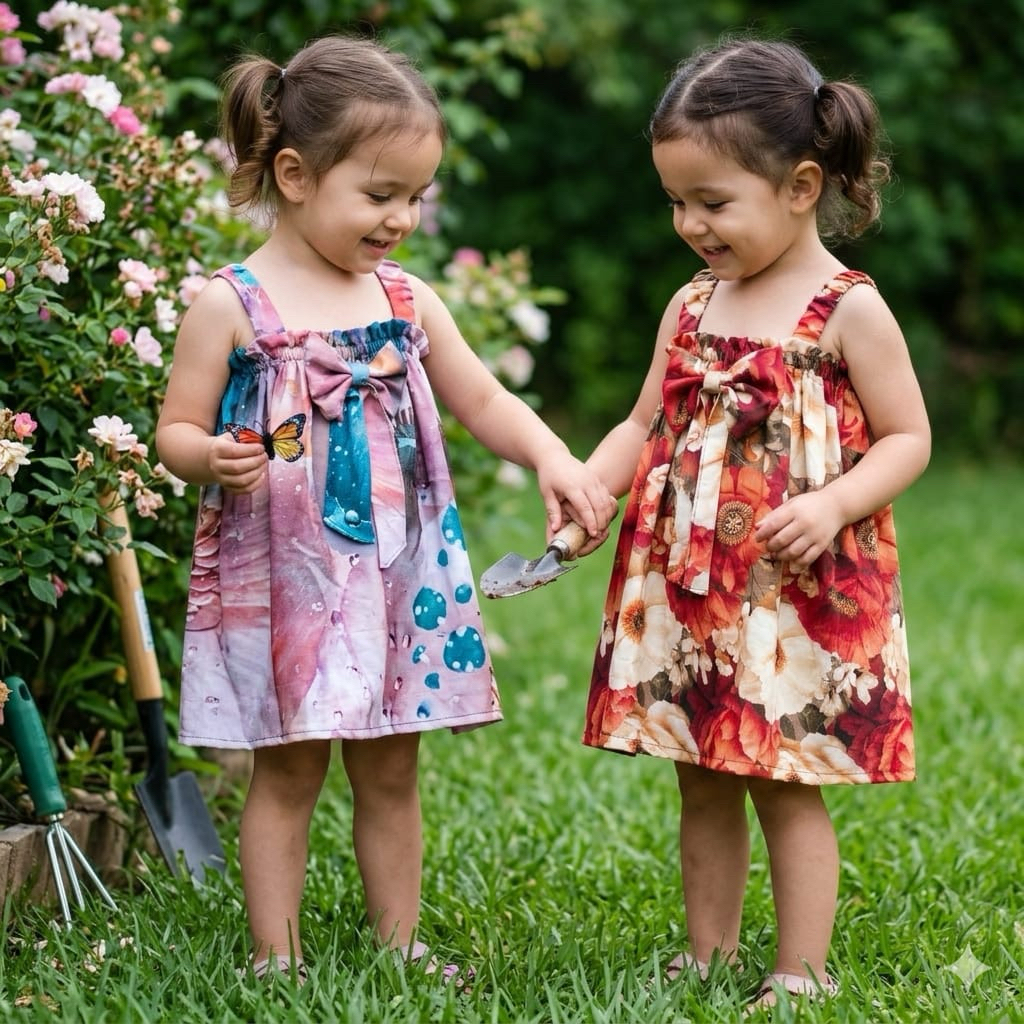 Dress Anak Bahan Rayon Viscose Motif Usia 1-3 Tahun