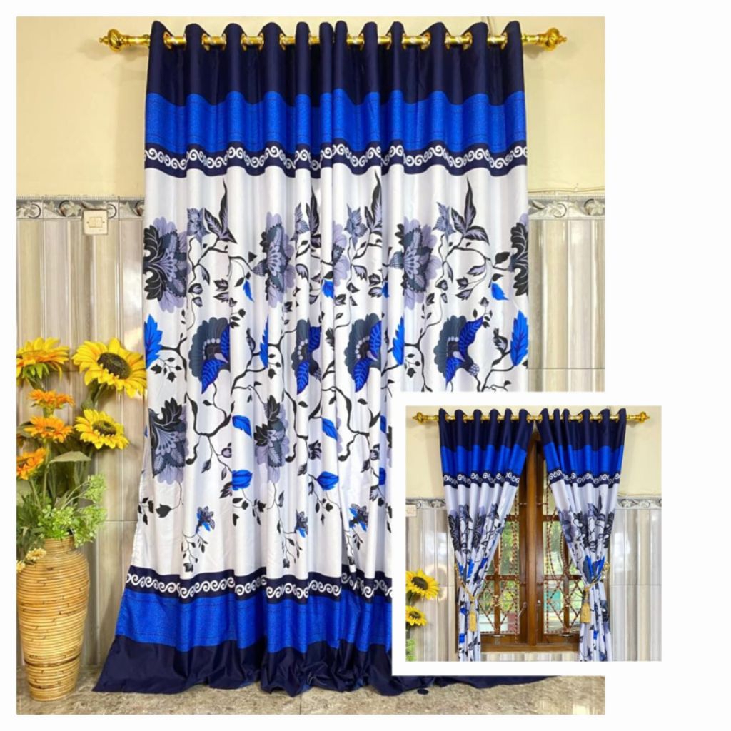 Gorden Semokring 12 Motif Bunga Sakura Untuk Jendela & Pintu Minimalis