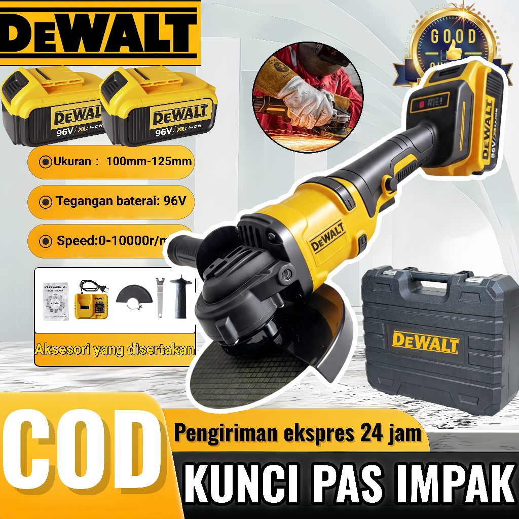 DEWALT Mesin Gerinda 96V Tangan Gerinda  Brushless  Gerinda listrik Cordless 4/5 Inch Multifungsi Me