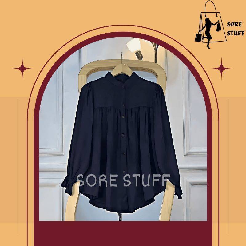 Tunik wanita premium katun bangkok quality rayon linen bando crop fit body olive navy bahan katun 10