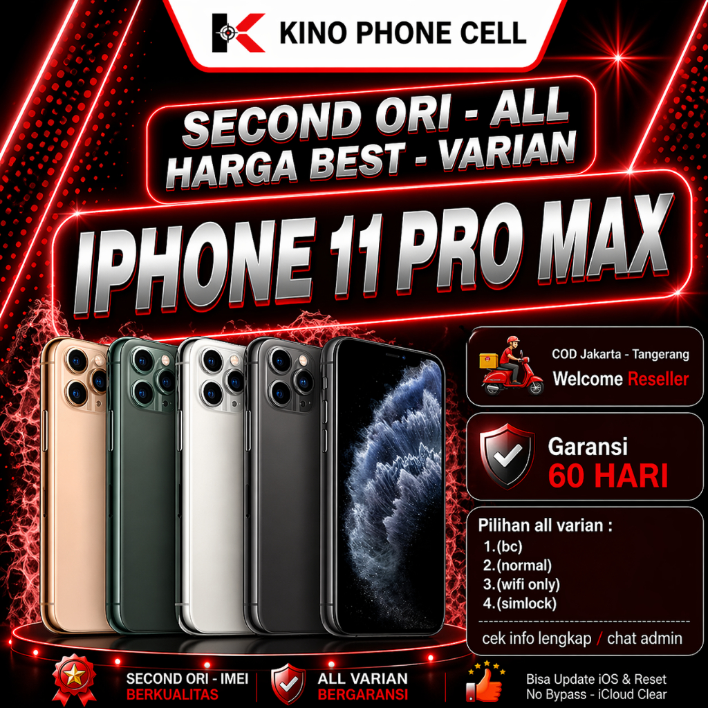 IPHONE 11 PRO & 11 PRO MAX Second Ori 64GB 256GB All Varian Bekas Kino Phone Cell