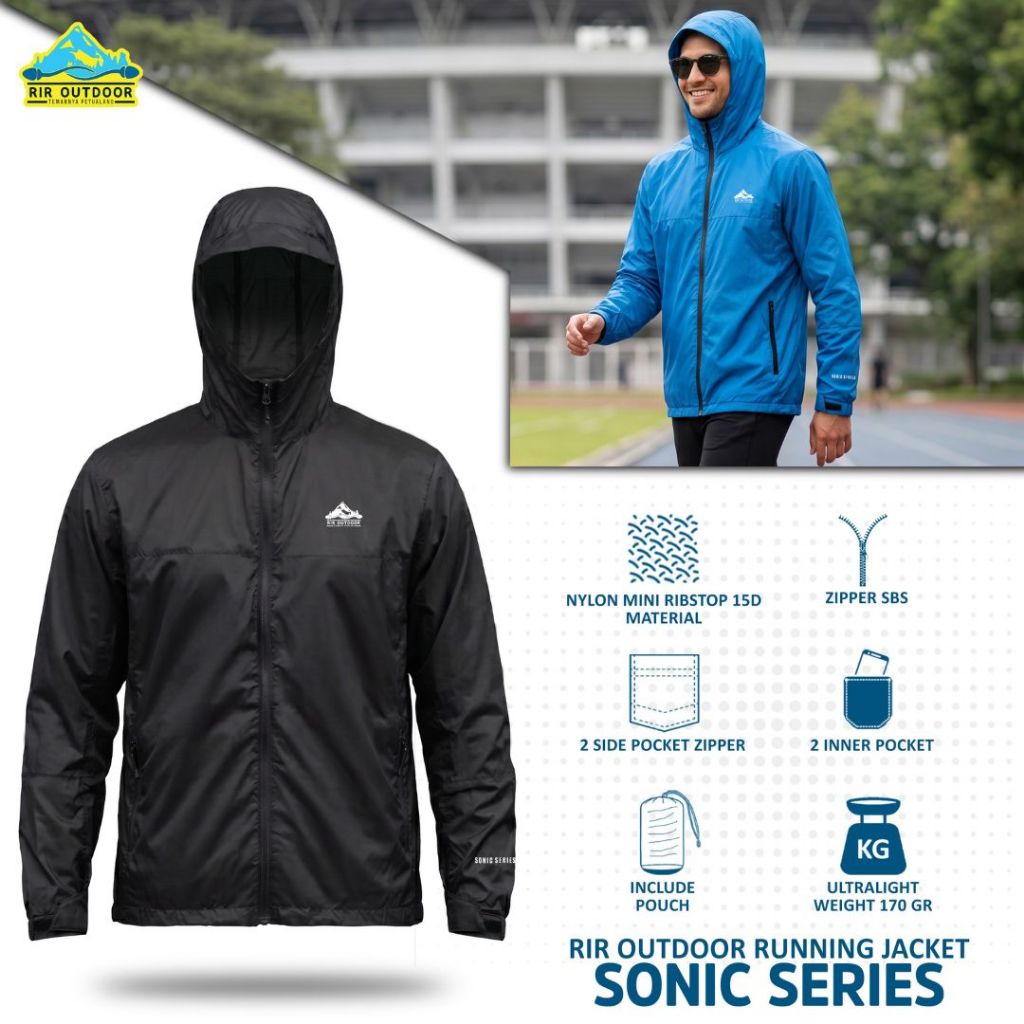 Jaket Running Windbreaker Ultralight Jacket RIR Outdoor Sonic Series Pria Wanita