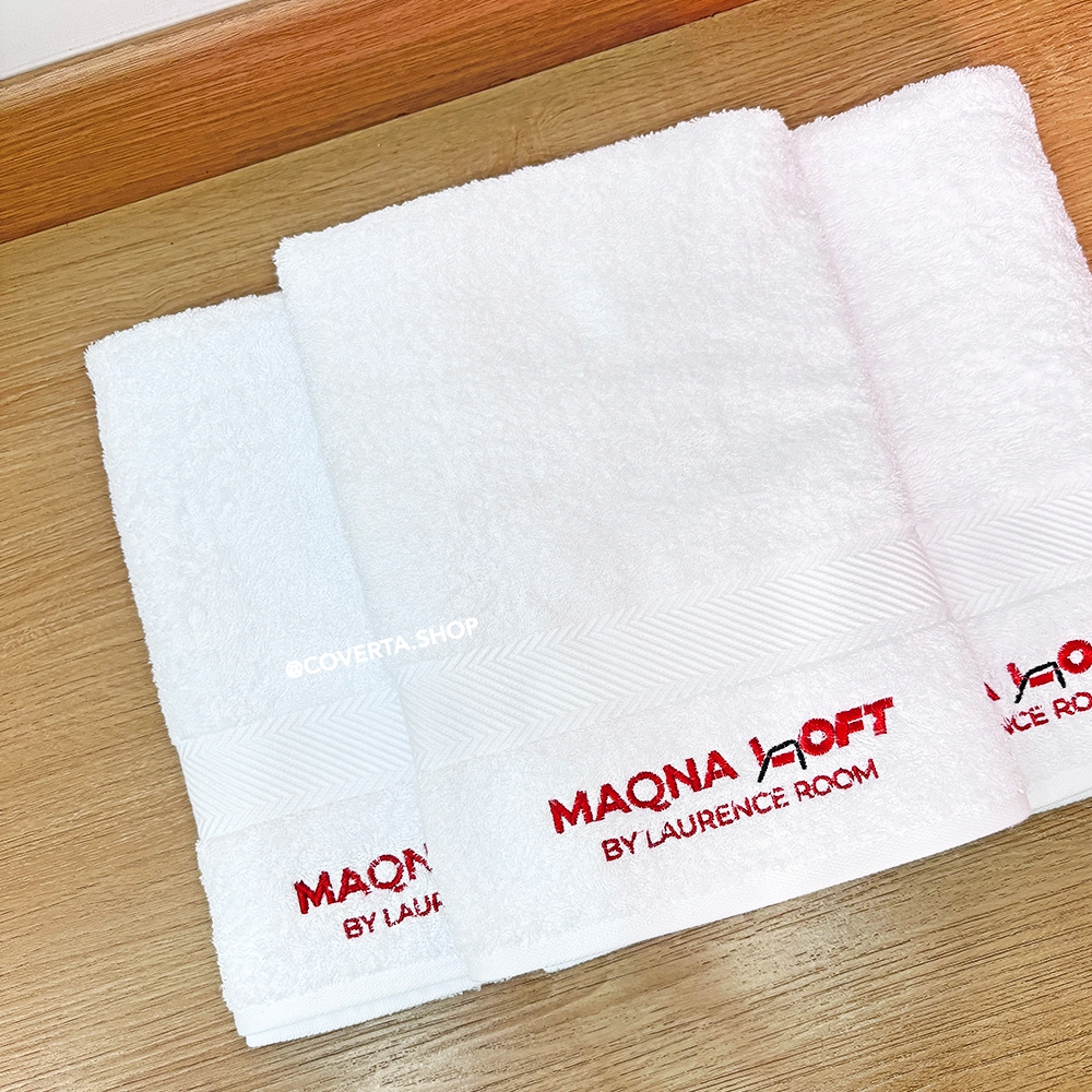 Handuk Hotel Premium Custom Bordir Logo - Grosir Handuk Salon - Handuk Klinik - Handuk Souvenir 100%