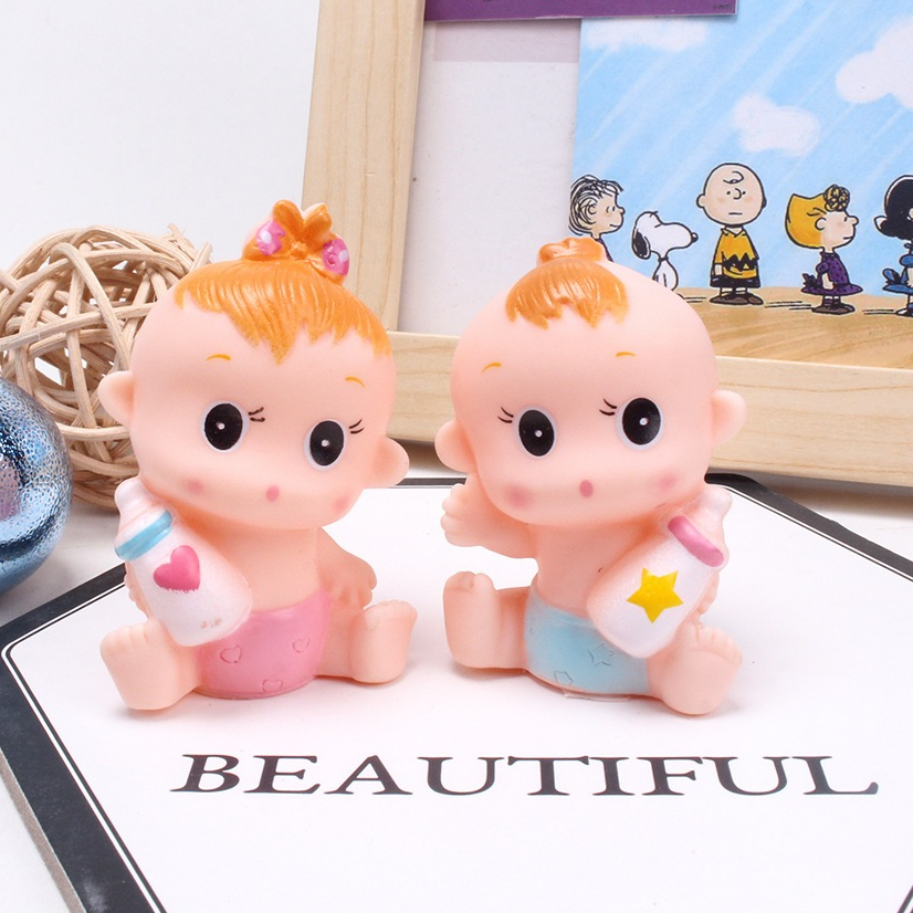 Topper Kue Bayi Cowok & Cewek Duduk – Dekorasi Cake Baby Shower Ulang Tahun Anak / Hiasan Kue Imut F