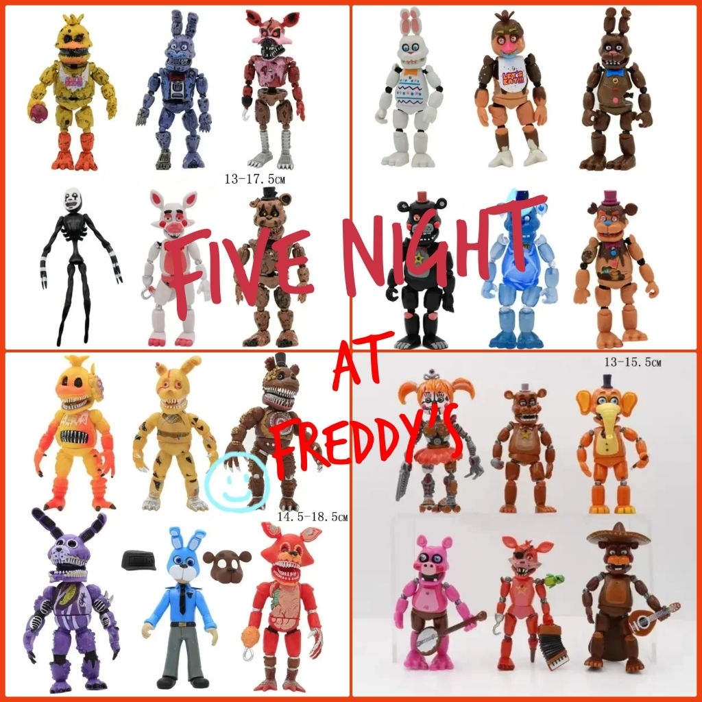 Mainan Figure Five Nights at Freddy's (FNAF) Freddy, Chica, Bonnie, Foxy, The Puppet Mainan anak
