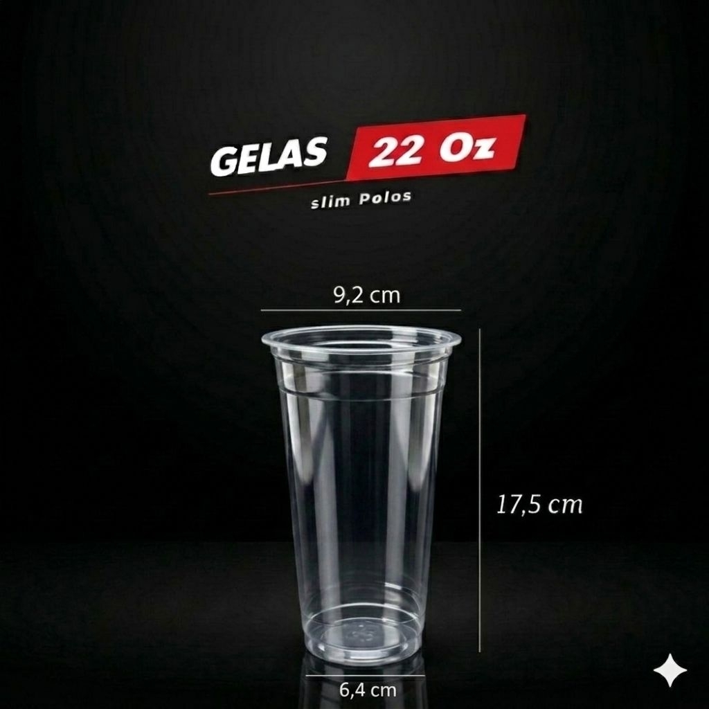 Hok Cup 22 Oz  Gelas Plastik Natural HOK - Gelas Plastik - Cup Plastik Datar