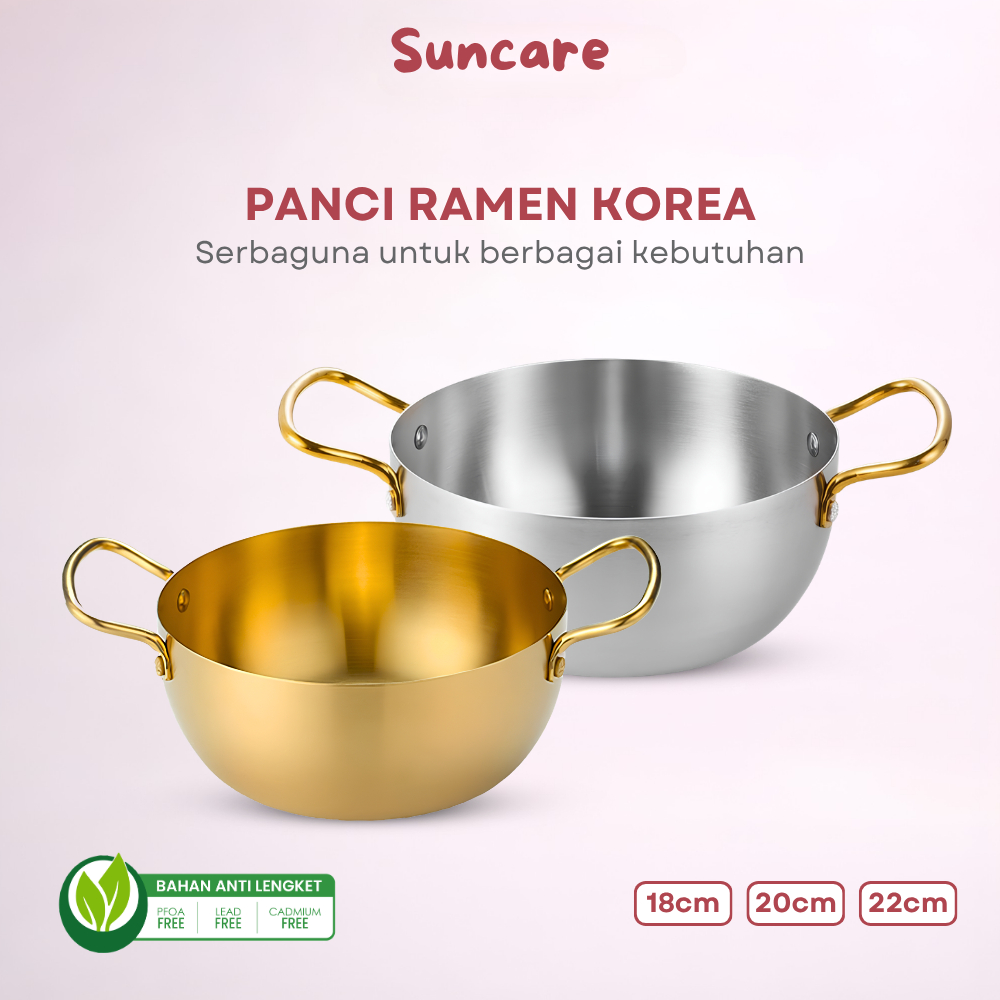 Suncare - Panci Ramen Korea Premium / Panci Sup Tebal Stainless Steel Panci Rebus Mie Korea 3 Ukuran