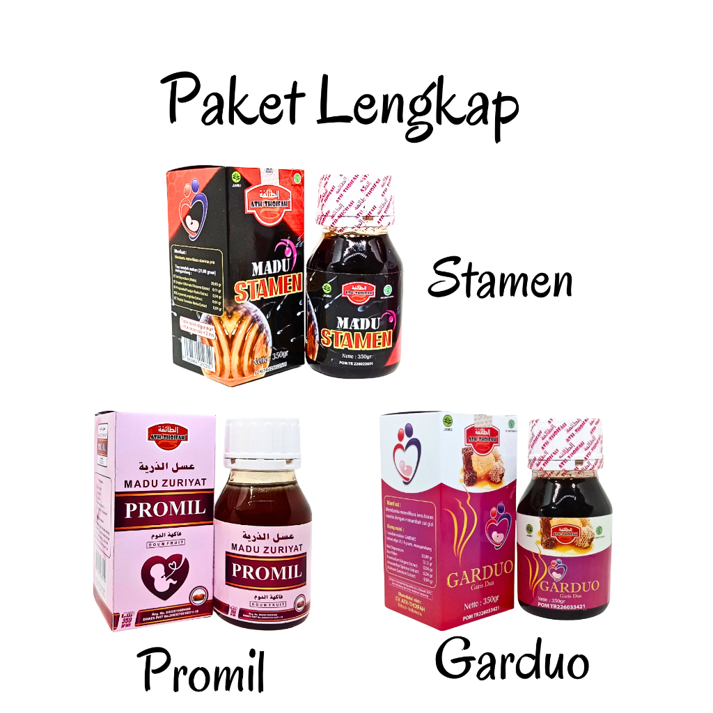 PAKET Madu Promil zuriat Madu P. Kandungan Madu P. Pria attoifah ath-thoifah ZURIYAT HARG UT 3 BOTOL