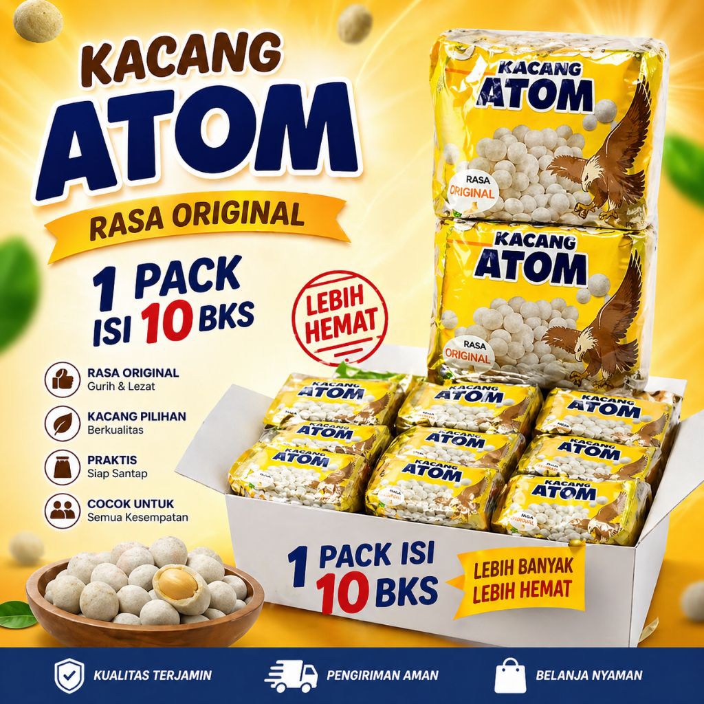 Sukro Atom / kacang Atom Garuda 1pak isi 10bks