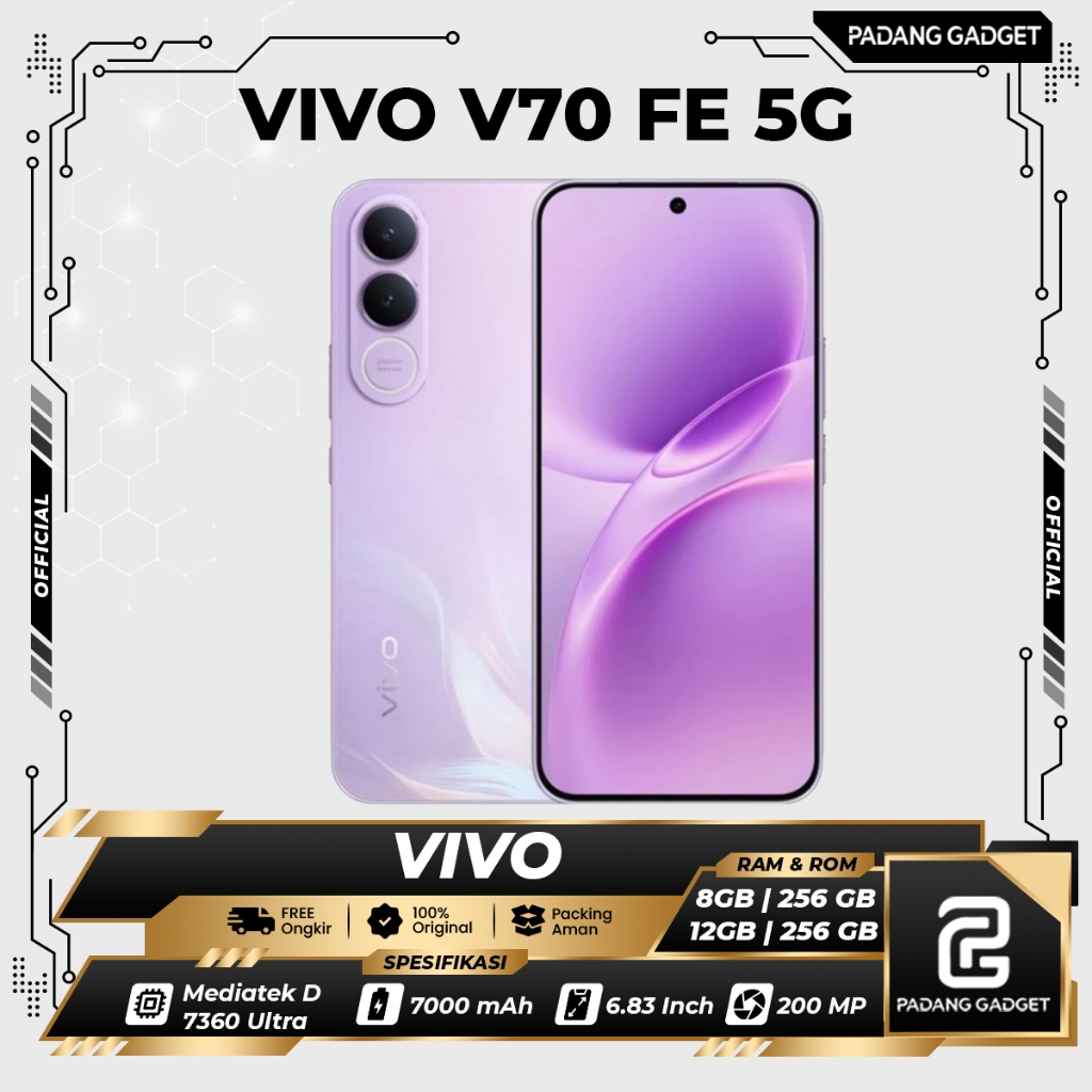 VIvo V70 FE 5G 8/256 & 12/256 GB | HP 200 MP Ultra Sensing OIS Kamera Batrai 7000 mAh | GARANSI RESM