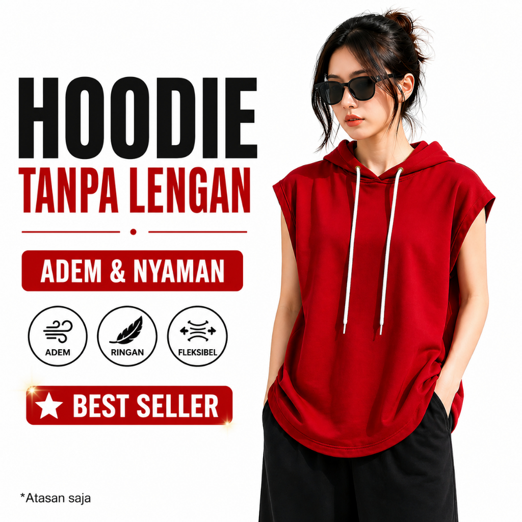 Baju Olahraga Wanita, Hoodie Wanita Look Sporty Atasan Olahraga Hijab Stylish Adem Nyaman Gym Outfit