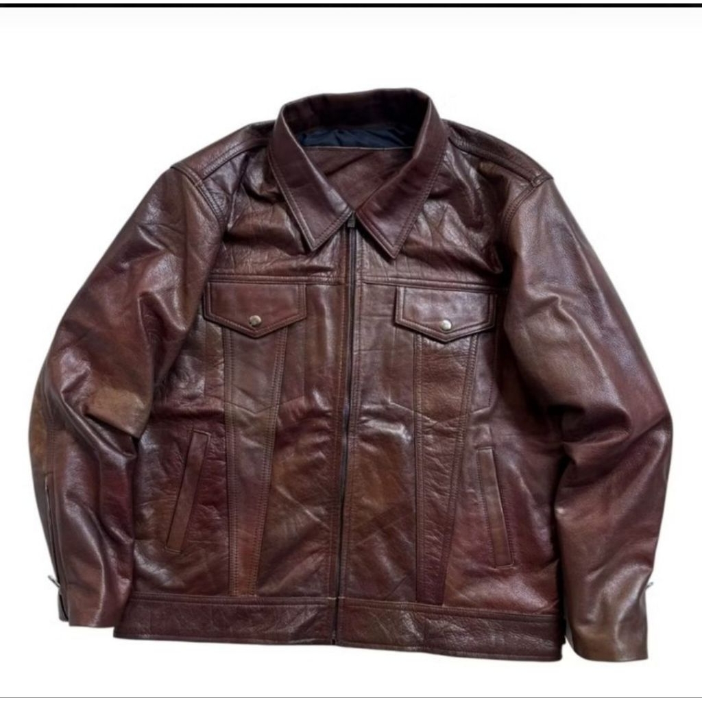 Jaket kulit trucker model lepong size M