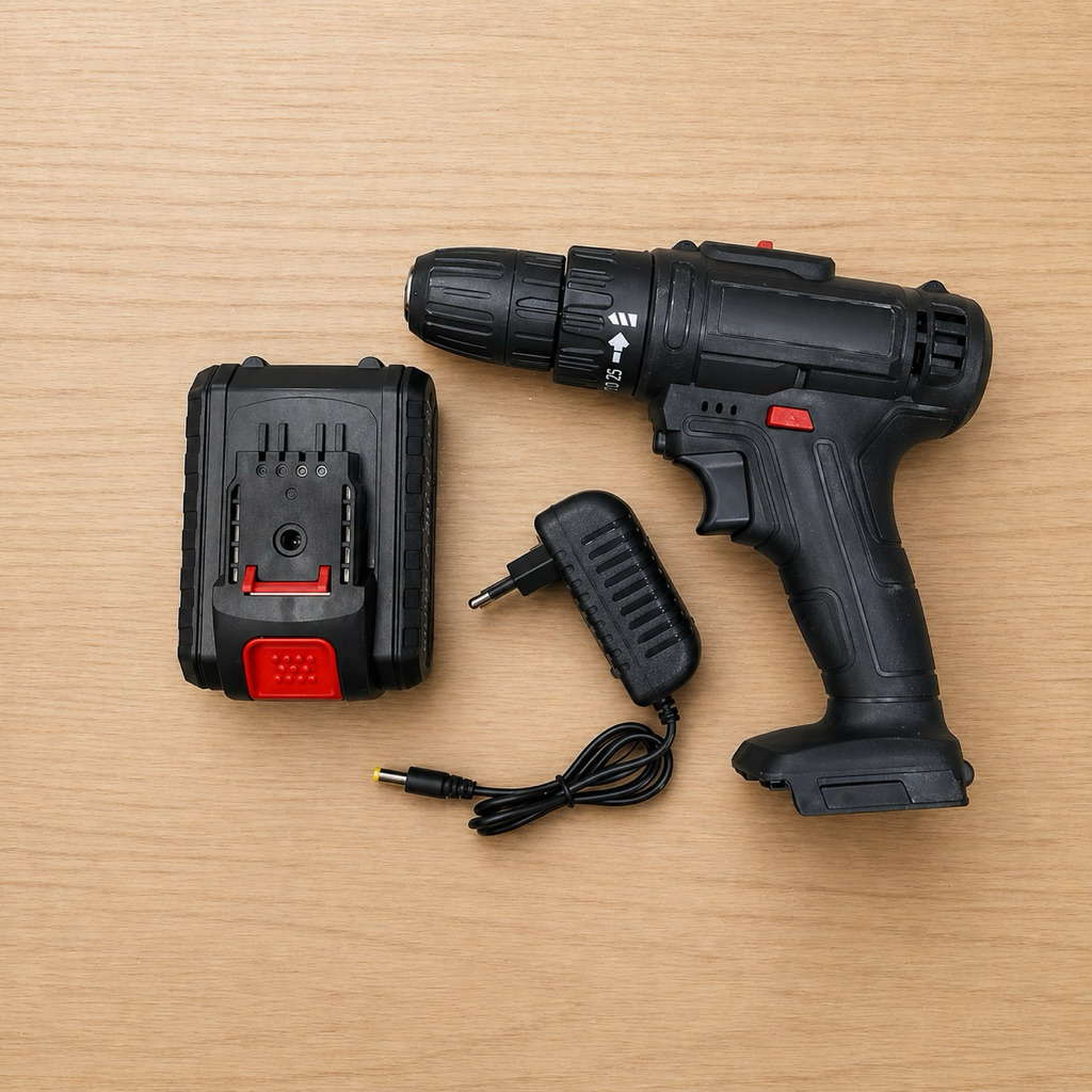 Bor Cordless Set + Baterai + Charger Mesin Bor Listrik Portable Multifungsi