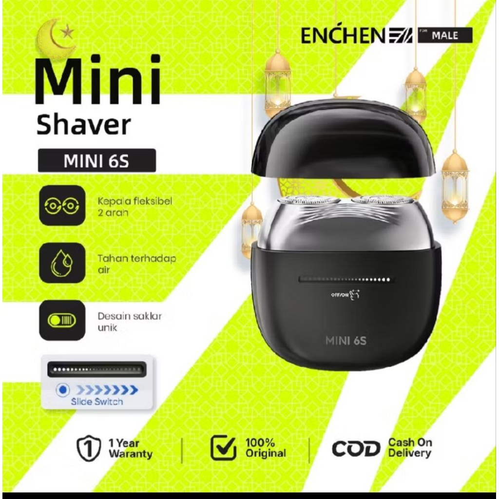 Enchen Mini 6s Alat Cukur Jenggot Elektrik IPX7 Waterproof Hitam